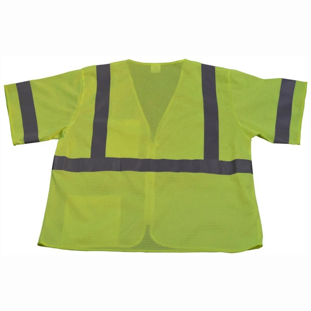 Petra Roc LVM3-Z ANSI Class 3 Safety Vest, Lime Mesh Zipper Closure