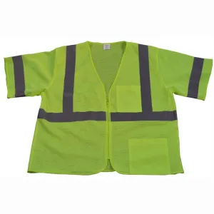 Petra Roc LVM3-Z ANSI Class 3 Safety Vest, Lime Mesh Zipper Closure