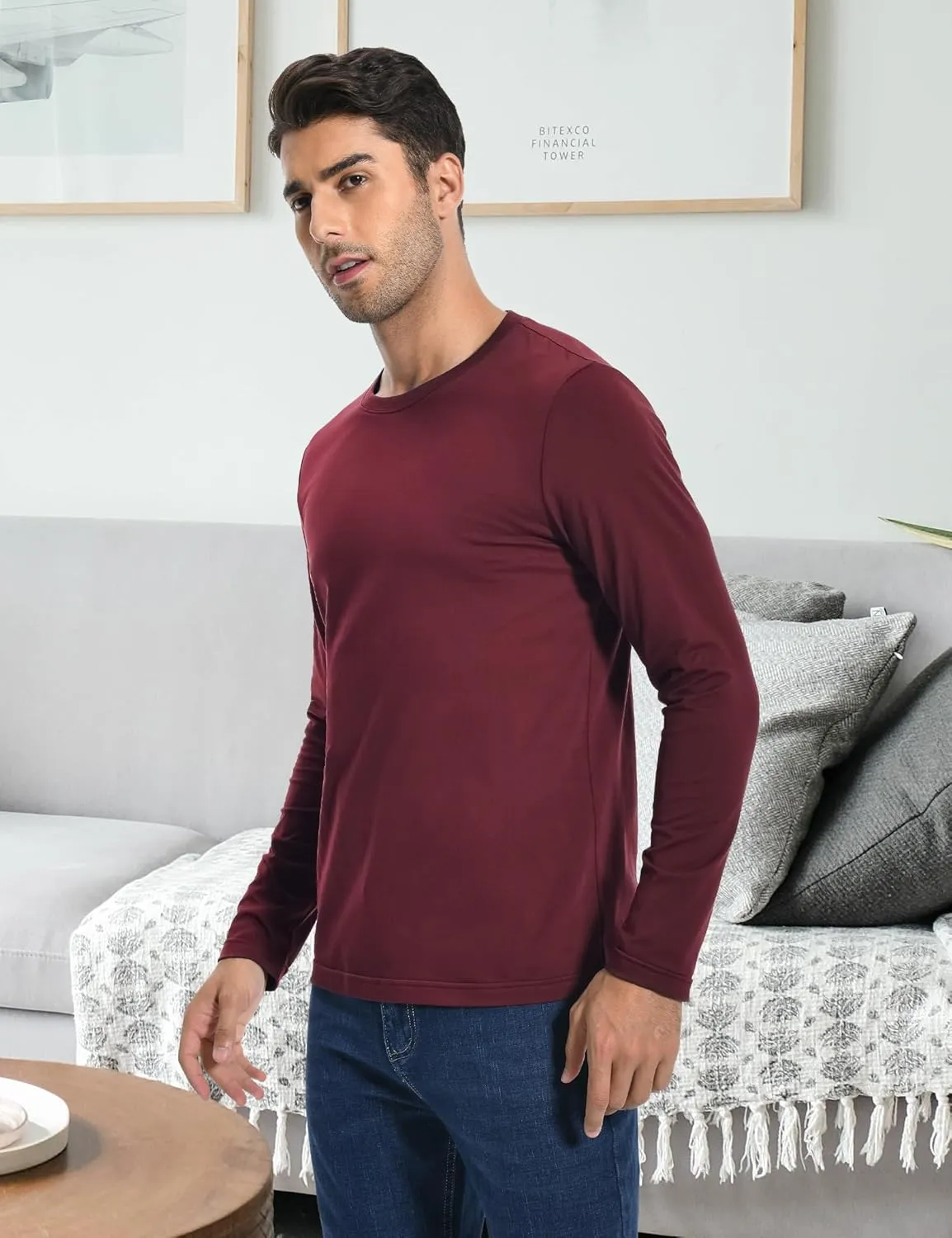 Pioneer Camp Mens T Shirts Cotton Casual Crew Neck Short/Long Sleeve Basic Heavyweight Soft Plain Tees Classic Fit Tshirts