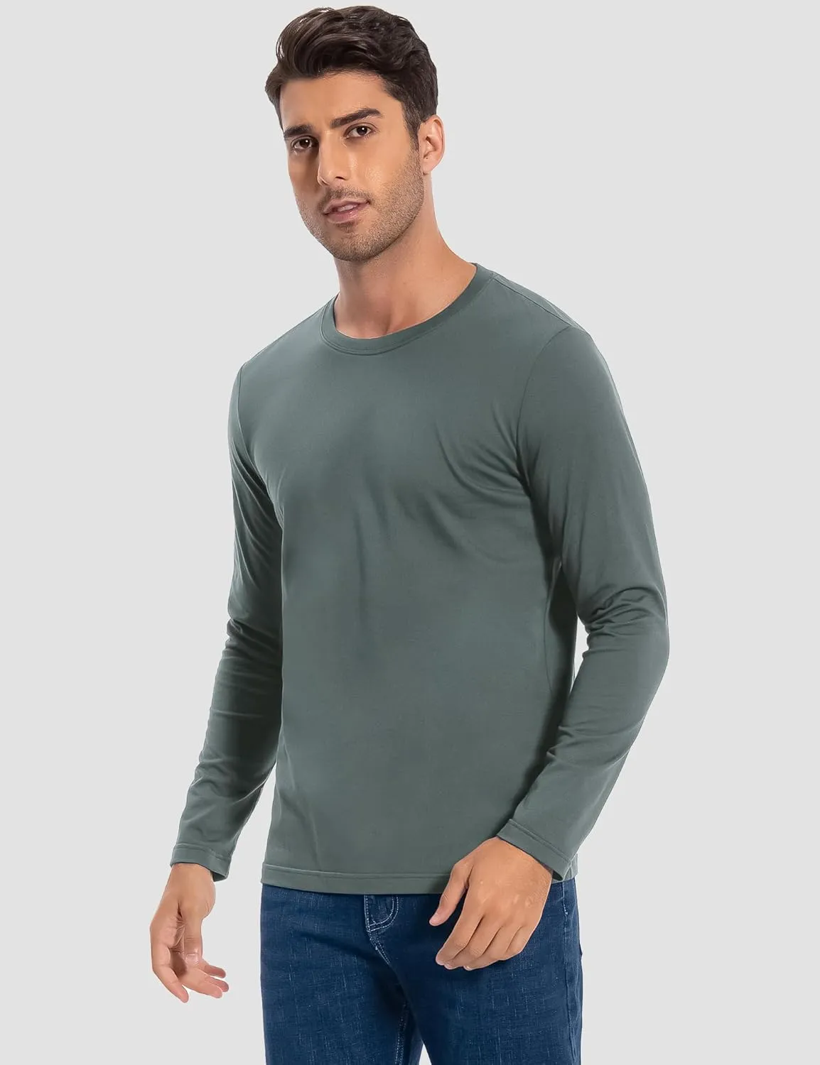 Pioneer Camp Mens T Shirts Cotton Casual Crew Neck Short/Long Sleeve Basic Heavyweight Soft Plain Tees Classic Fit Tshirts