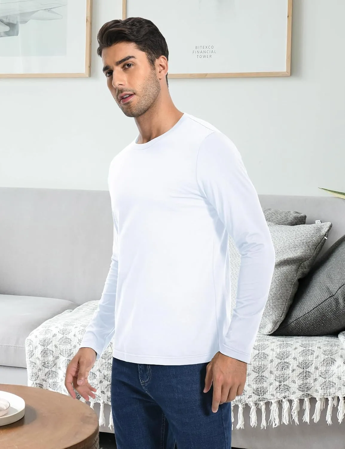 Pioneer Camp Mens T Shirts Cotton Casual Crew Neck Short/Long Sleeve Basic Heavyweight Soft Plain Tees Classic Fit Tshirts