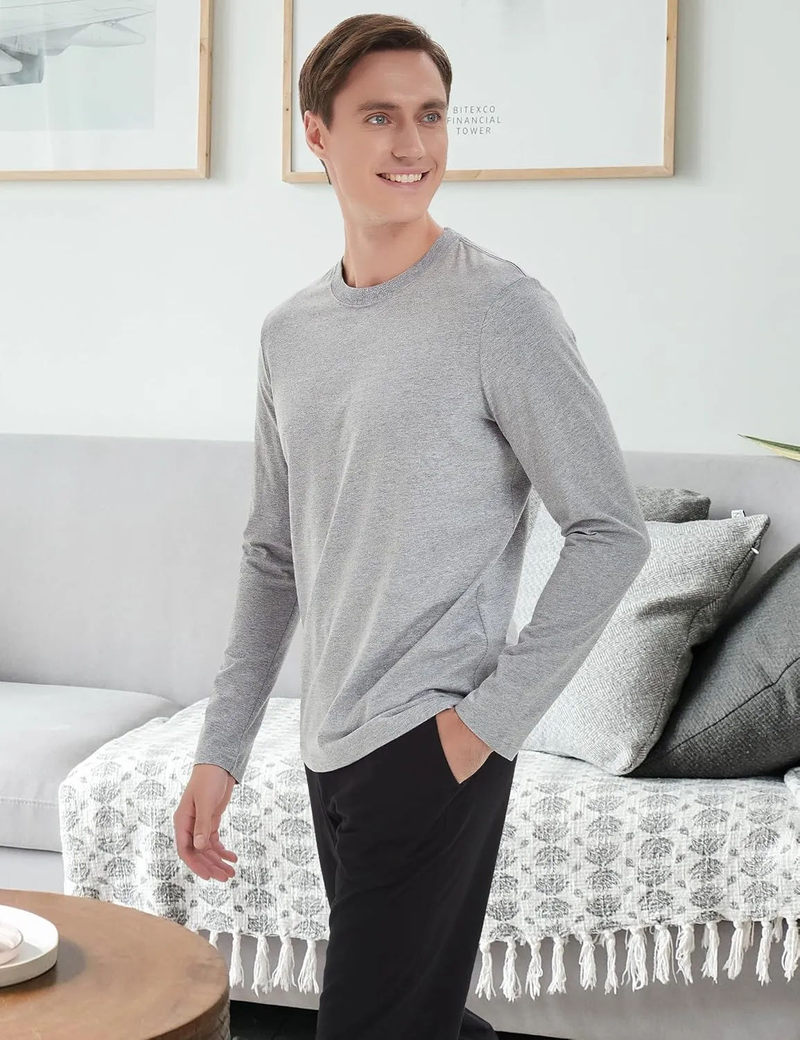 Pioneer Camp Mens T Shirts Cotton Casual Crew Neck Short/Long Sleeve Basic Heavyweight Soft Plain Tees Classic Fit Tshirts