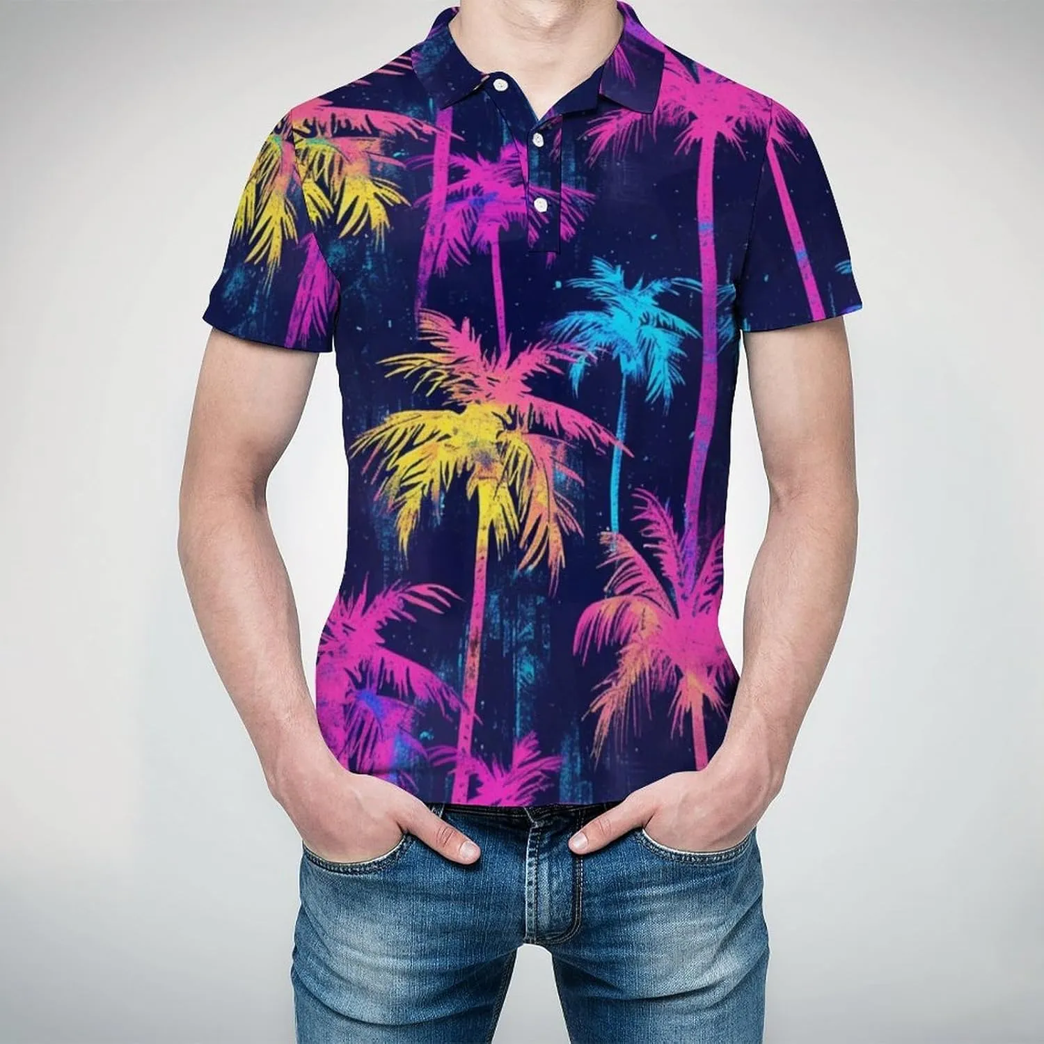 Polo Shirts for Men Dry Fit Hawaiian Graphics Golf Shirts Quick Dry Fun Tennis Short Sleeve Tees