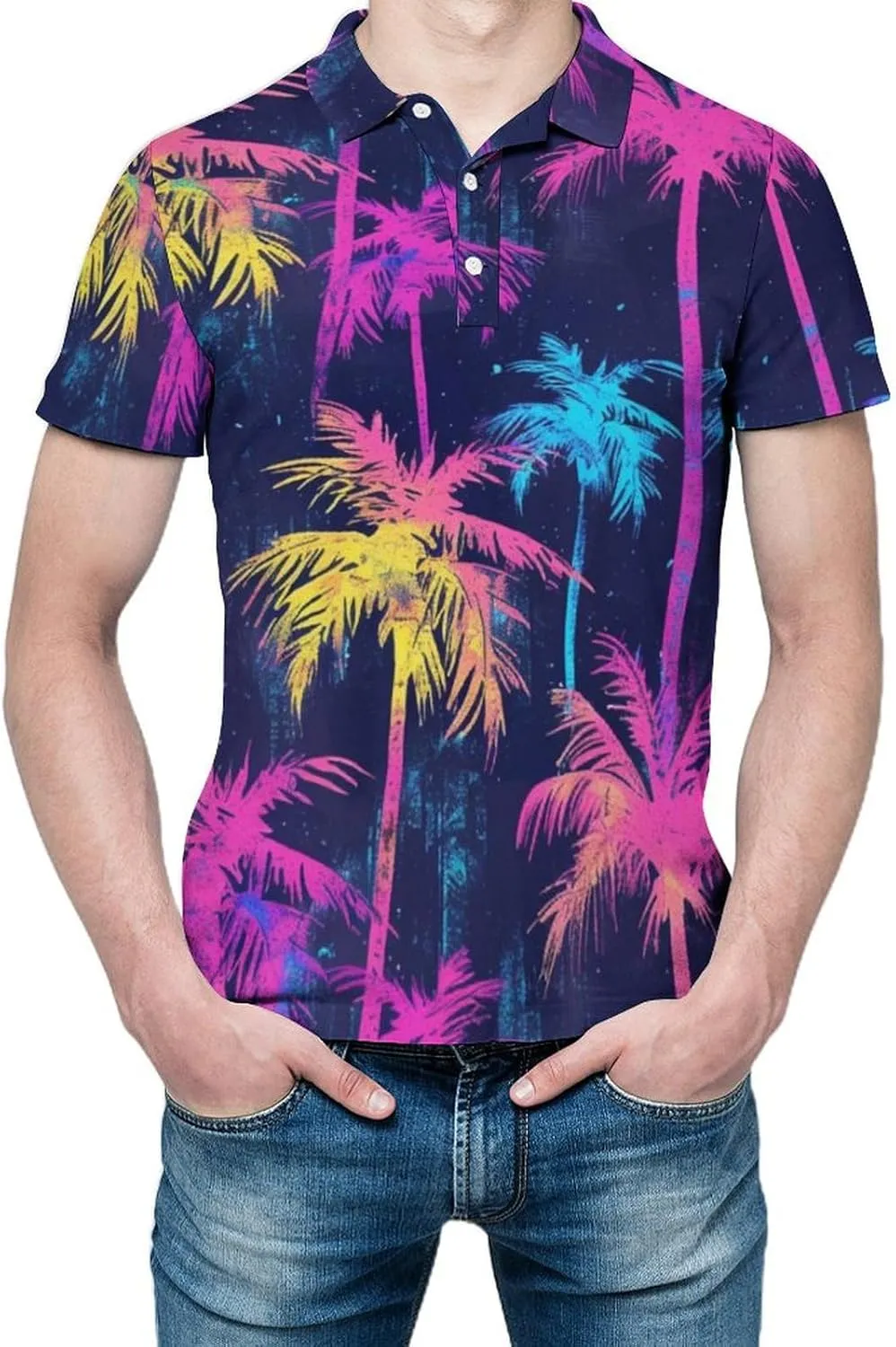 Polo Shirts for Men Dry Fit Hawaiian Graphics Golf Shirts Quick Dry Fun Tennis Short Sleeve Tees