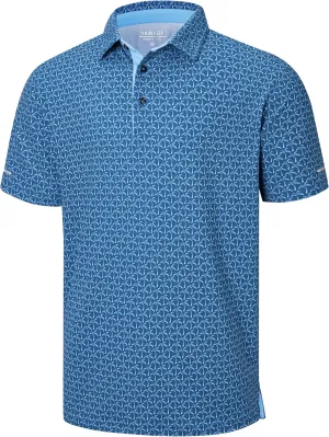 Polo Shirts for Men Short Sleeve Performance Moisture Wicking Casual Club Quick Dry Sports Funny Golf Shirts for Men Blue Palm M