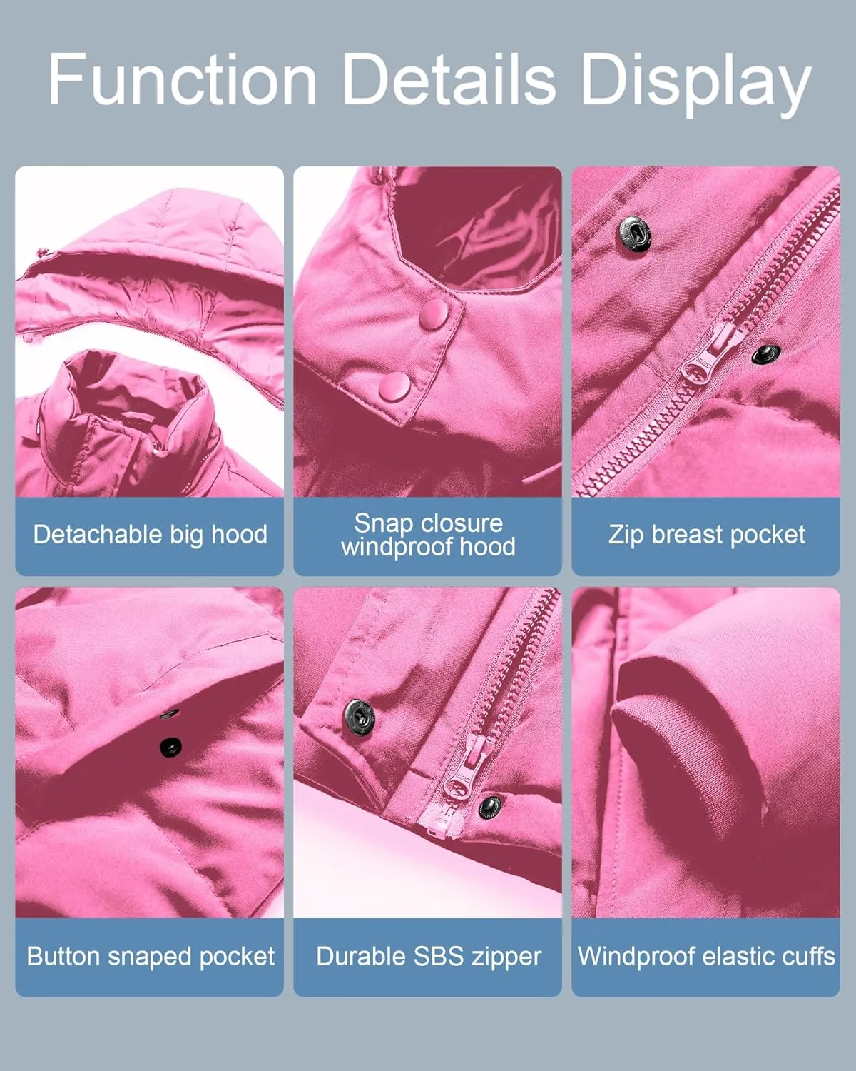 Pursky Women's Warm Winter Thicken Coat Waterproof Cropped Jackets Parka With Removable Hood