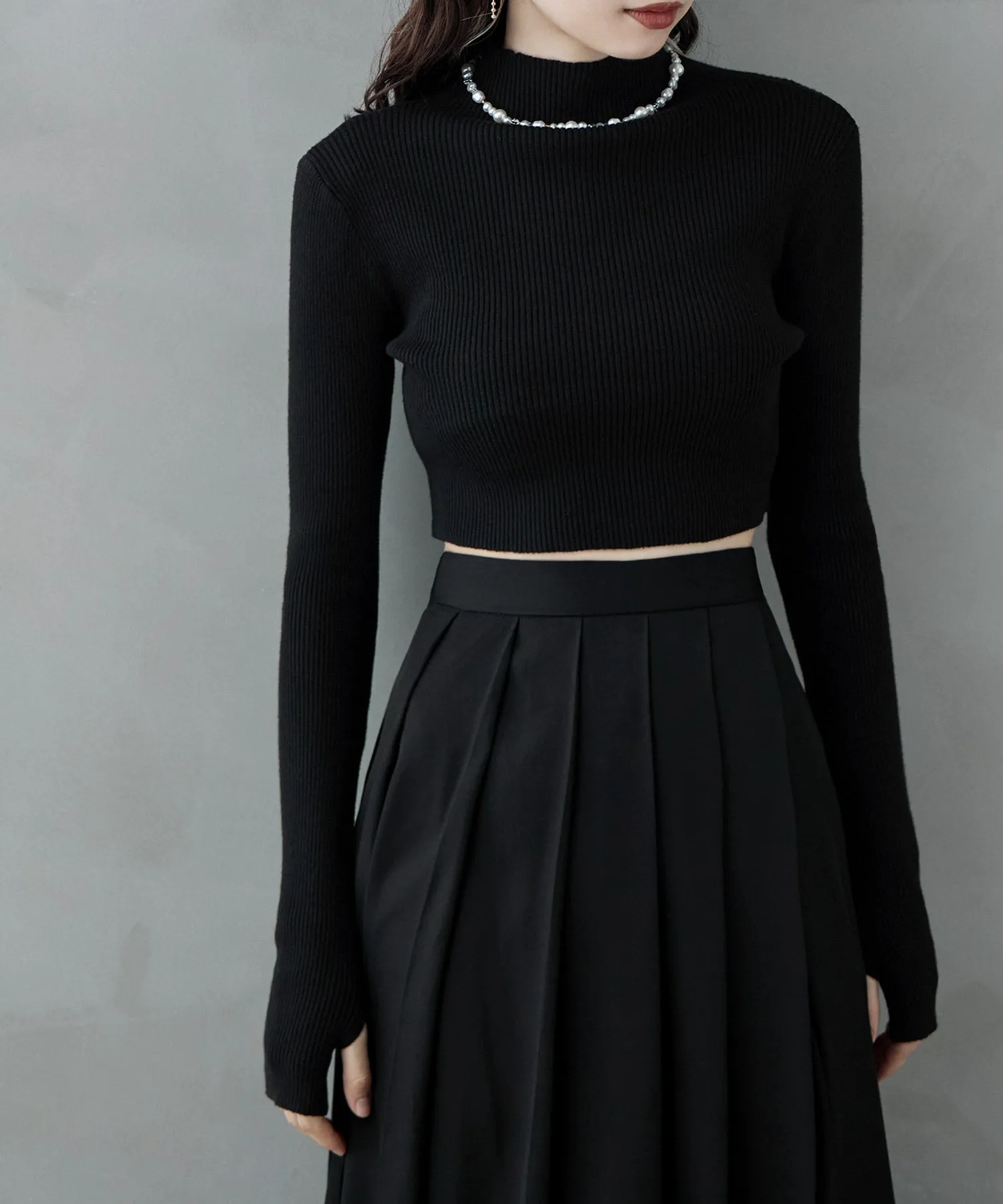 Rib high-neck short PO