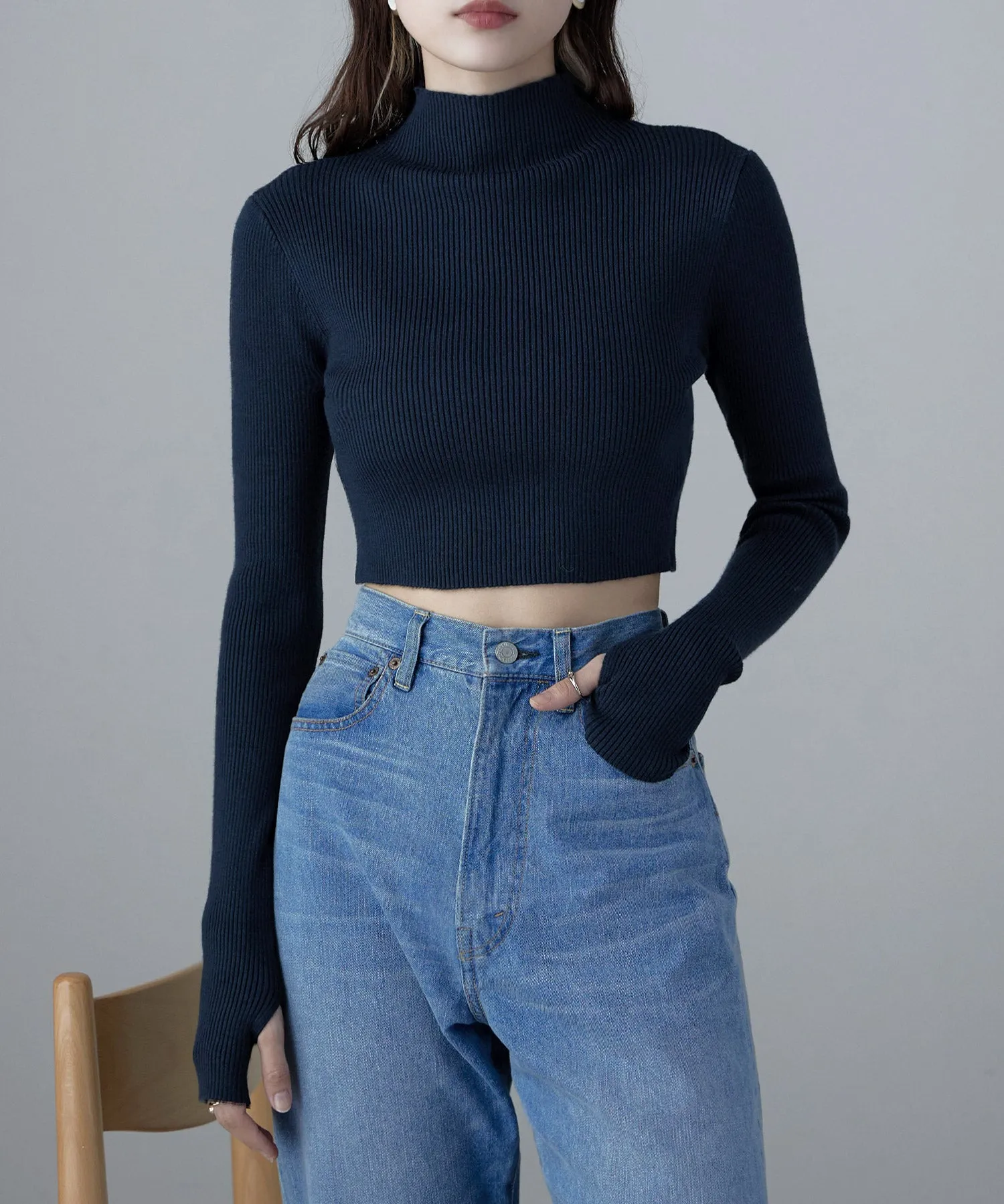 Rib high-neck short PO