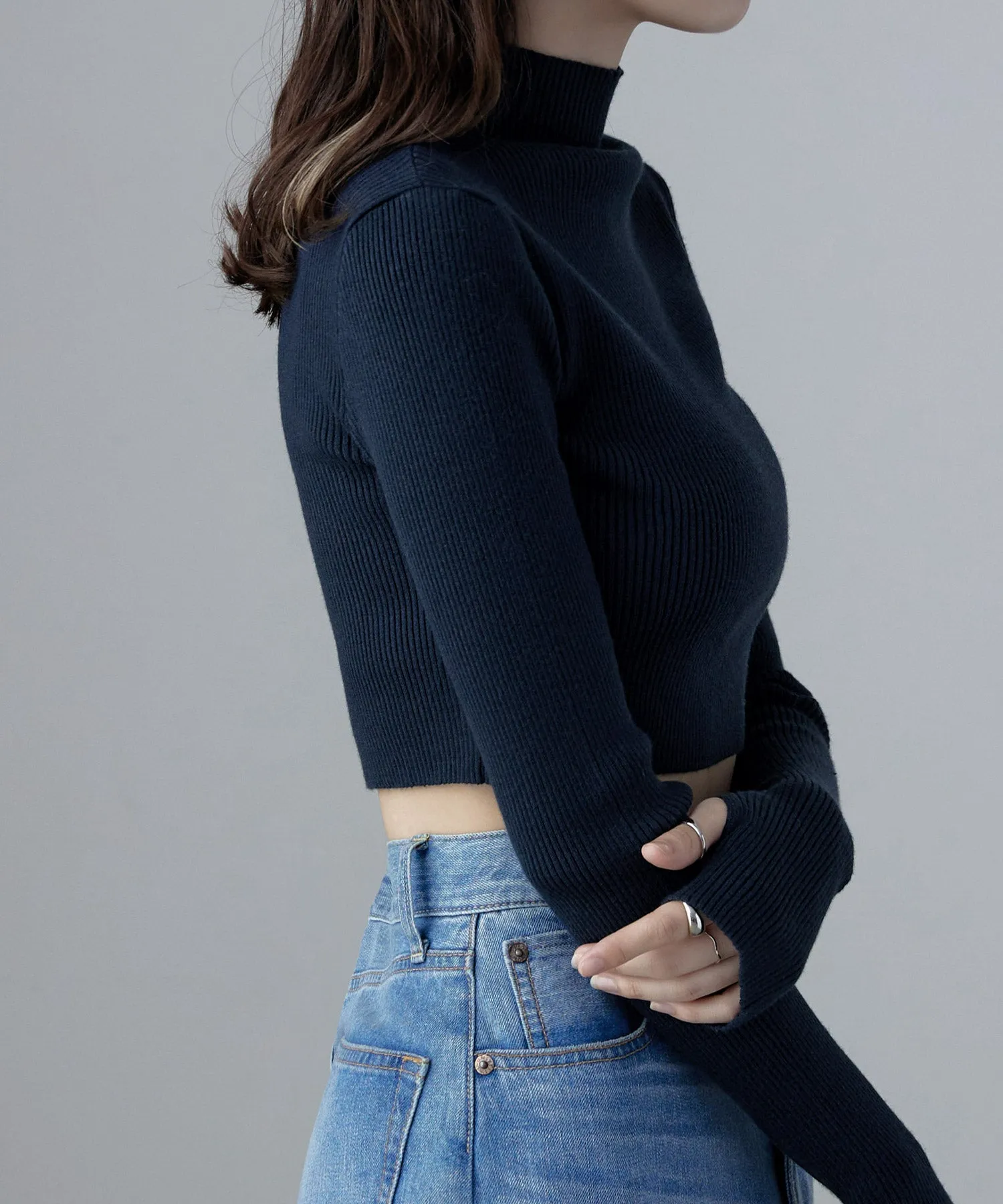 Rib high-neck short PO