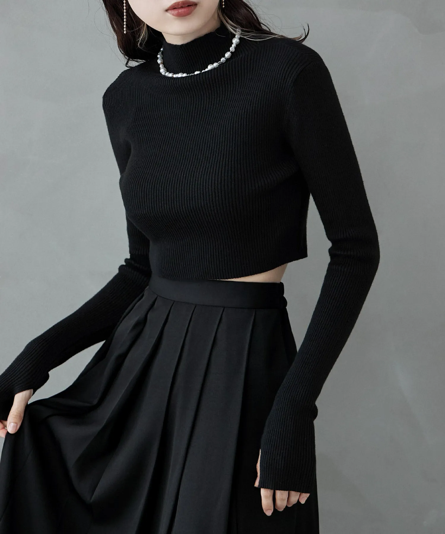 Rib high-neck short PO