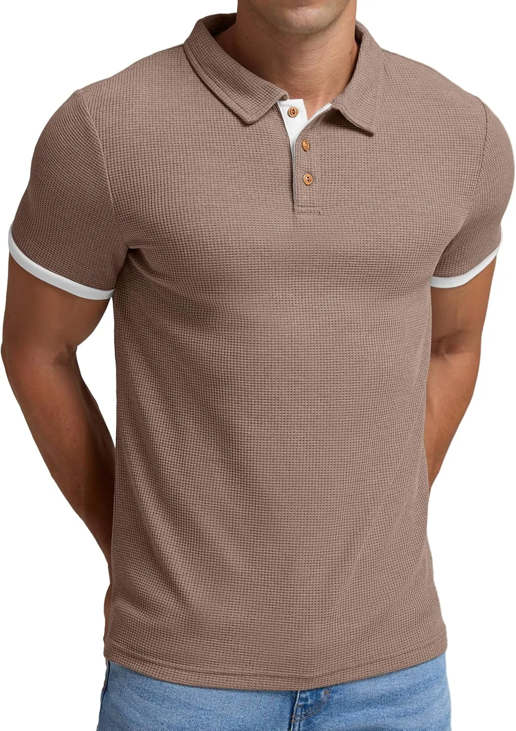 Sailwind Men's Waffle Knit Short Sleeve Casual Polo Shirts