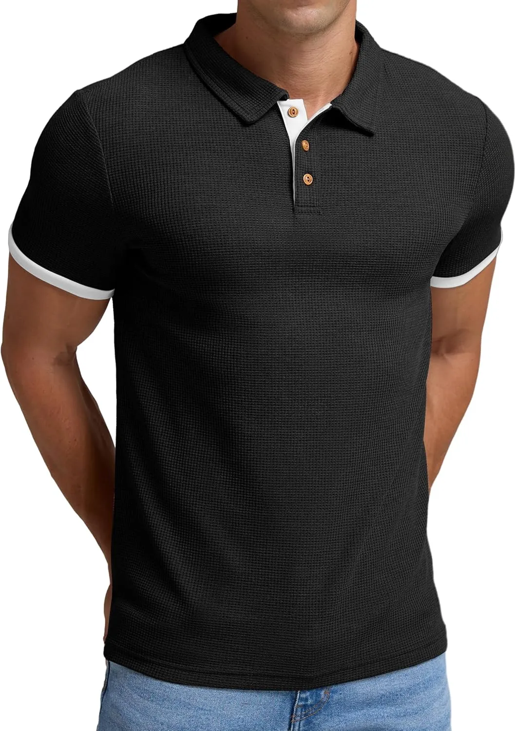 Sailwind Men's Waffle Knit Short Sleeve Casual Polo Shirts