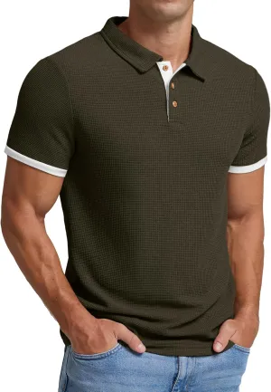 Sailwind Men's Waffle Knit Short Sleeve Casual Polo Shirts
