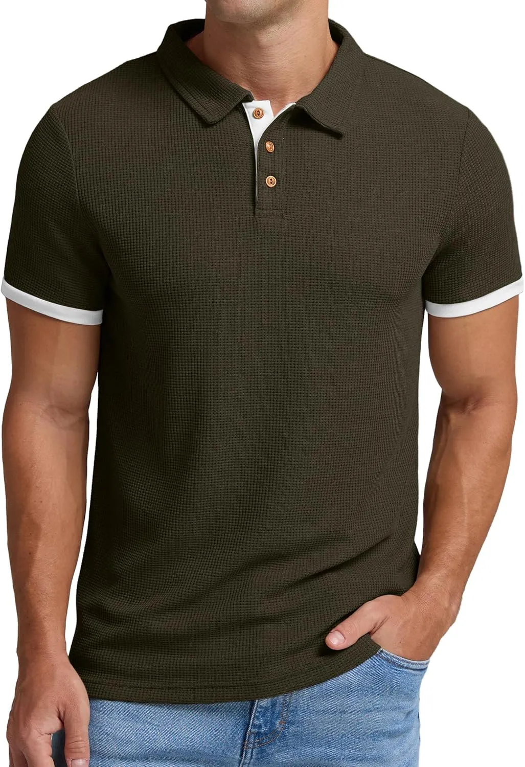 Sailwind Men's Waffle Knit Short Sleeve Casual Polo Shirts