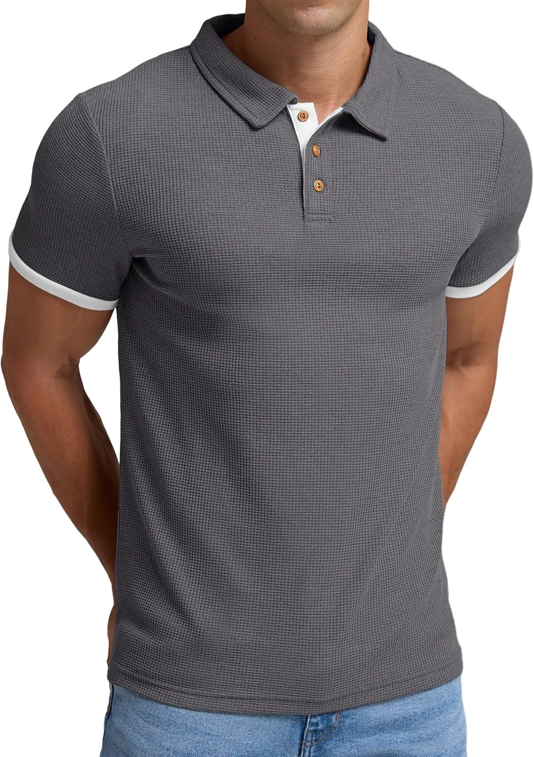 Sailwind Men's Waffle Knit Short Sleeve Casual Polo Shirts