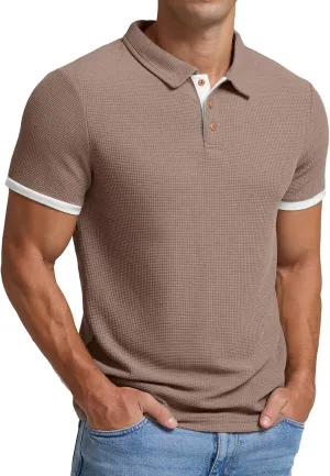Sailwind Men's Waffle Knit Short Sleeve Casual Polo Shirts