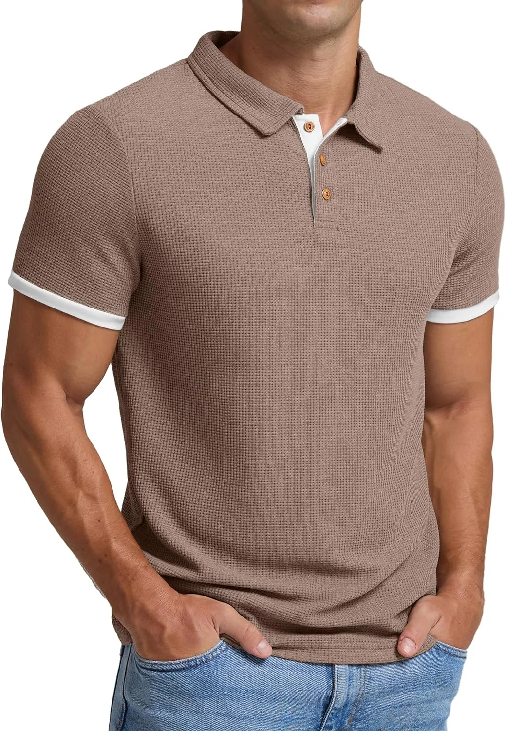 Sailwind Men's Waffle Knit Short Sleeve Casual Polo Shirts