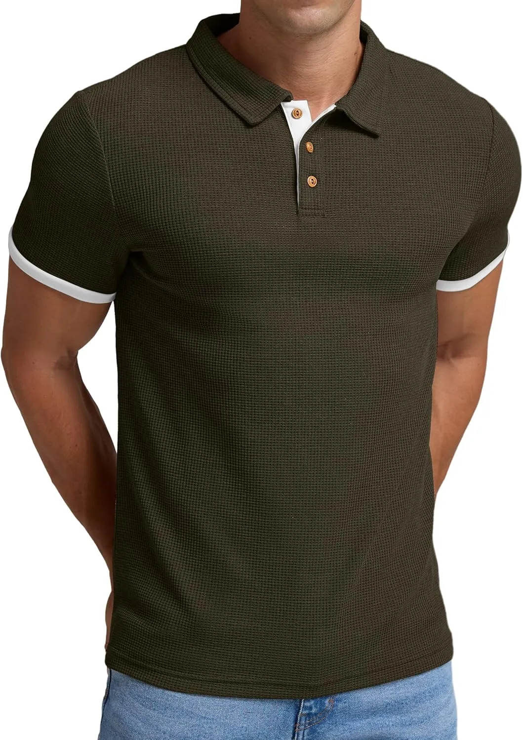 Sailwind Men's Waffle Knit Short Sleeve Casual Polo Shirts