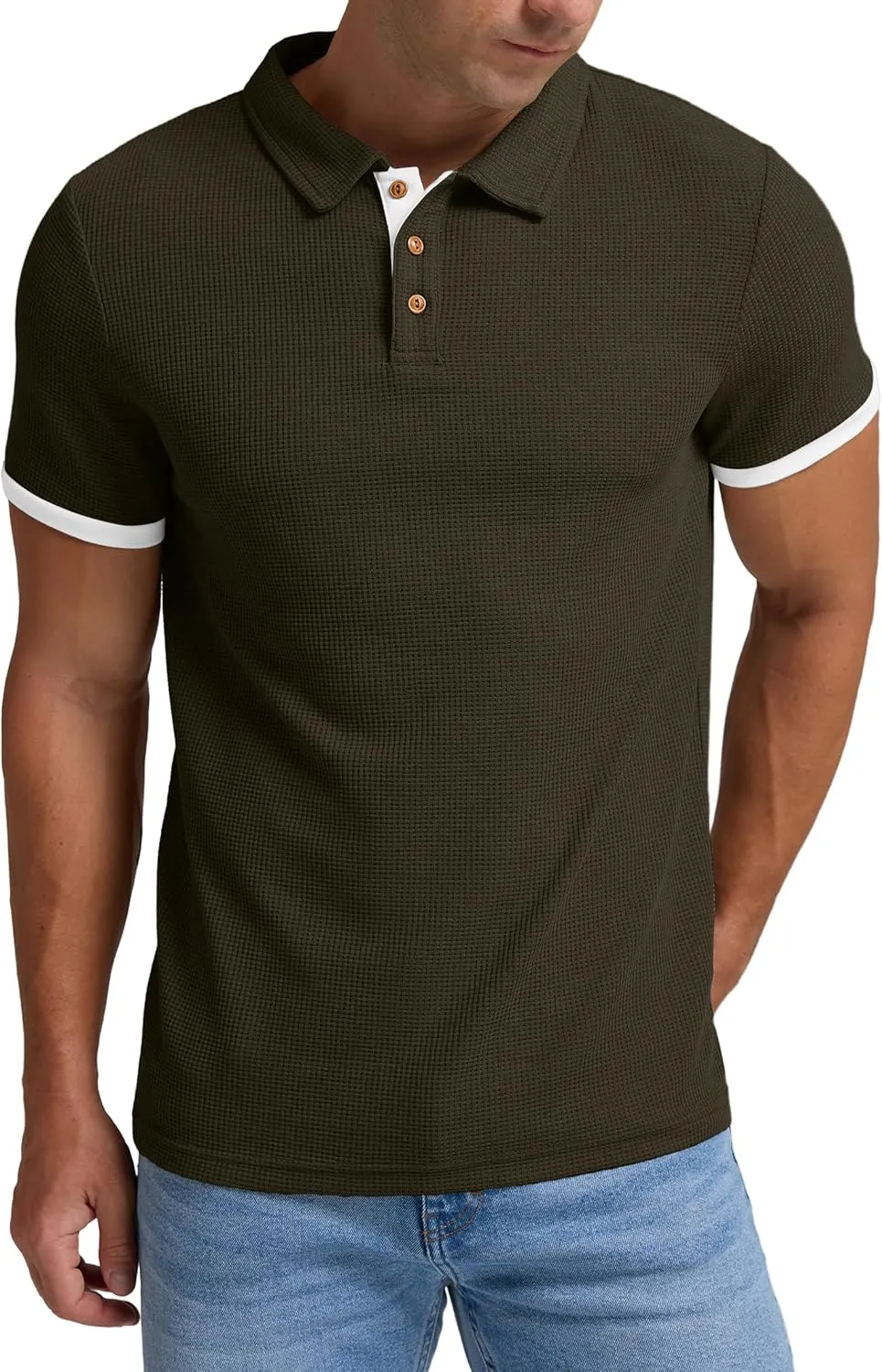 Sailwind Men's Waffle Knit Short Sleeve Casual Polo Shirts