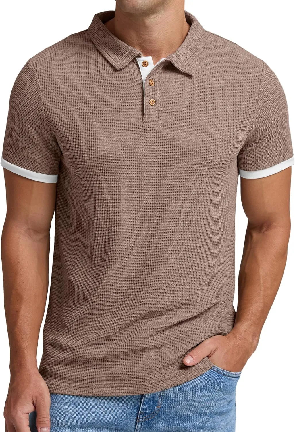 Sailwind Men's Waffle Knit Short Sleeve Casual Polo Shirts