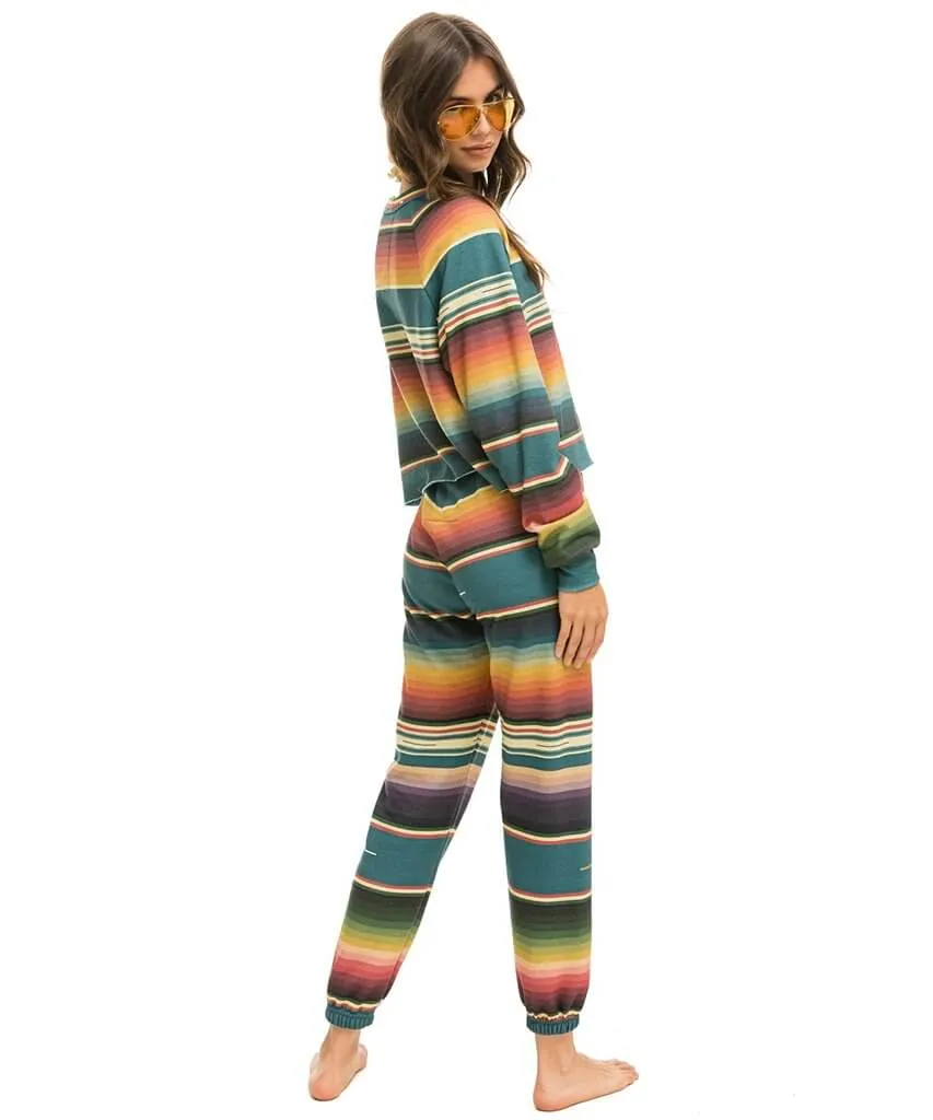 Sarape Bolt Stitch Stripe Crop Sweatshirt