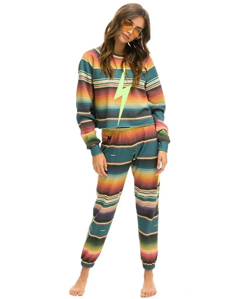Sarape Bolt Stitch Stripe Crop Sweatshirt