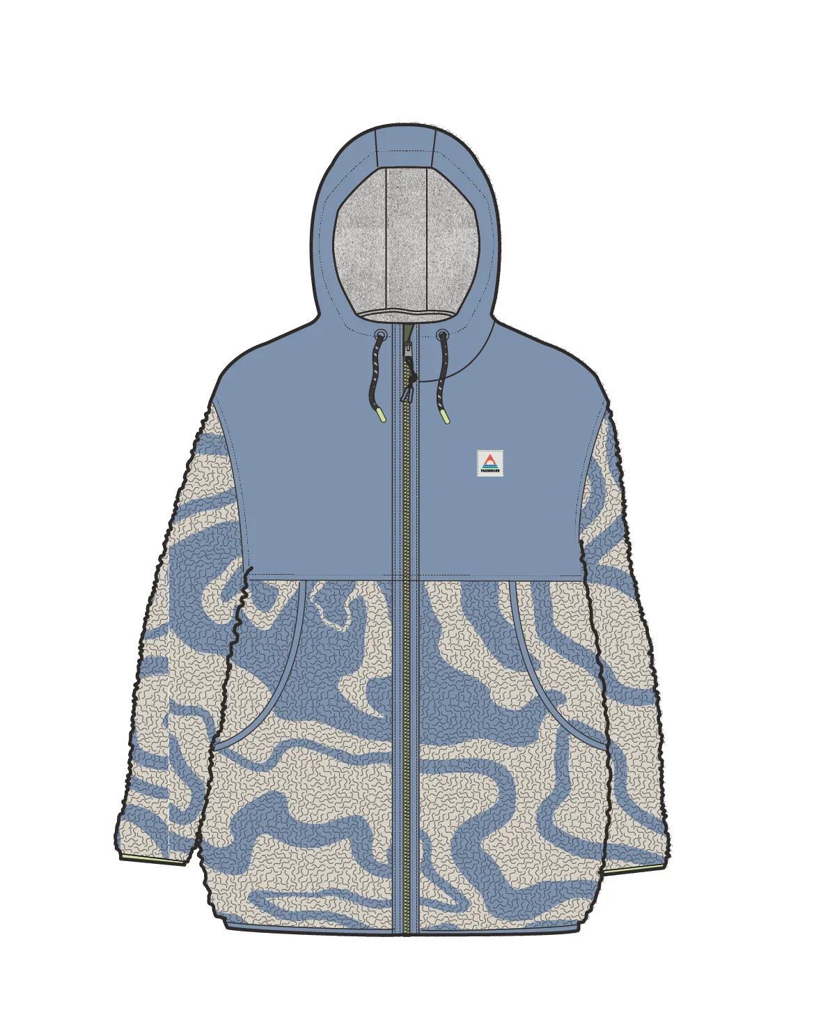 Sefton Recycled Deep-Pile Sherpa Full Zip Fleece - Strata Swirl Birch