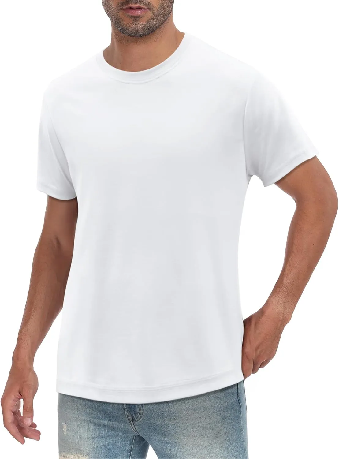 Senshomi Men's Tech T-Shirts 100% Cotton Silky Smooth Undershirts Soft Summer Tees (TechTee Pro S)