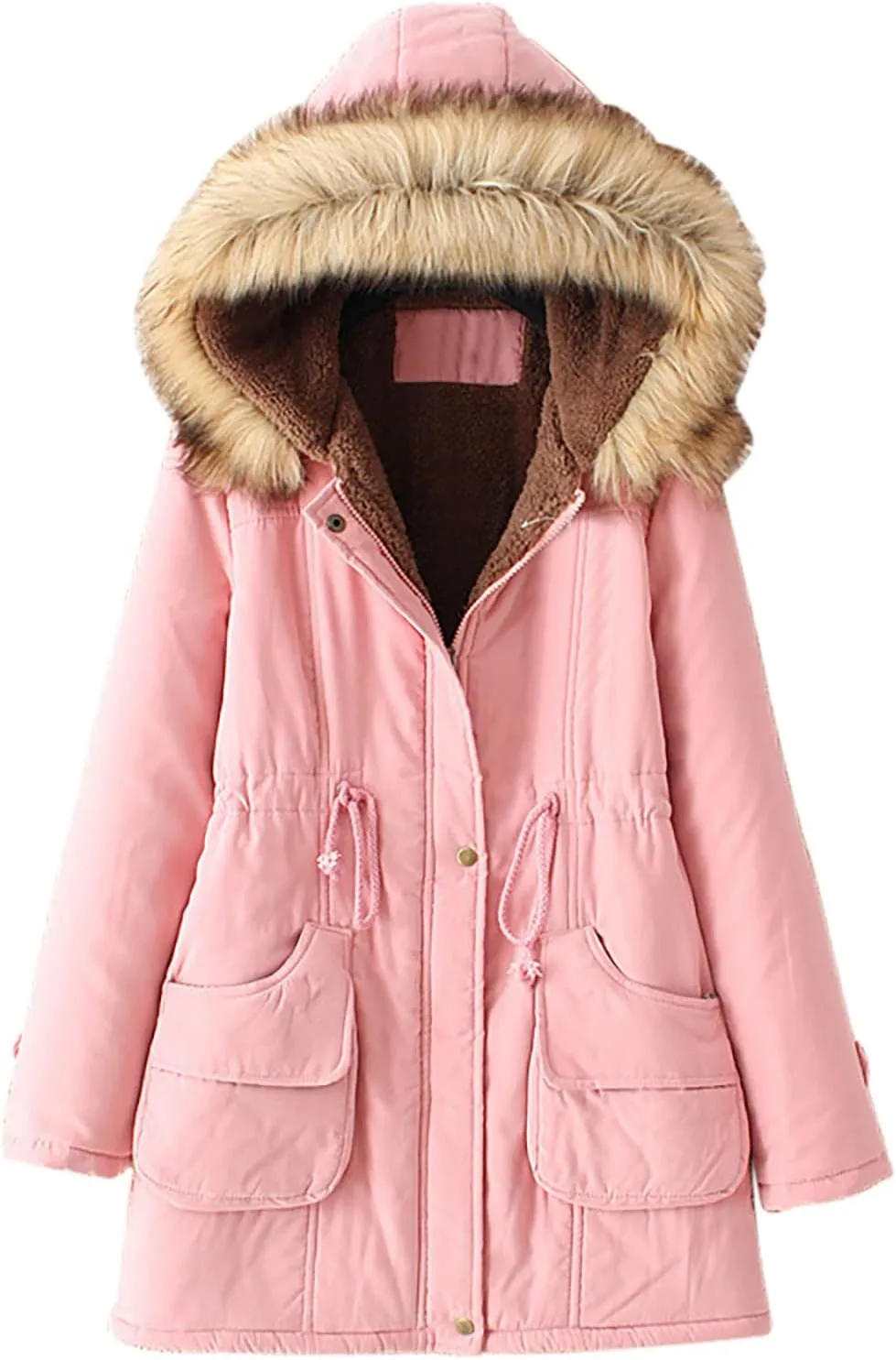 SMIDOW Winter Coats For Women 2023 Trendy Thicken Puffer Jackets With Faux Fur Hood Warm Parka Coat Outwear