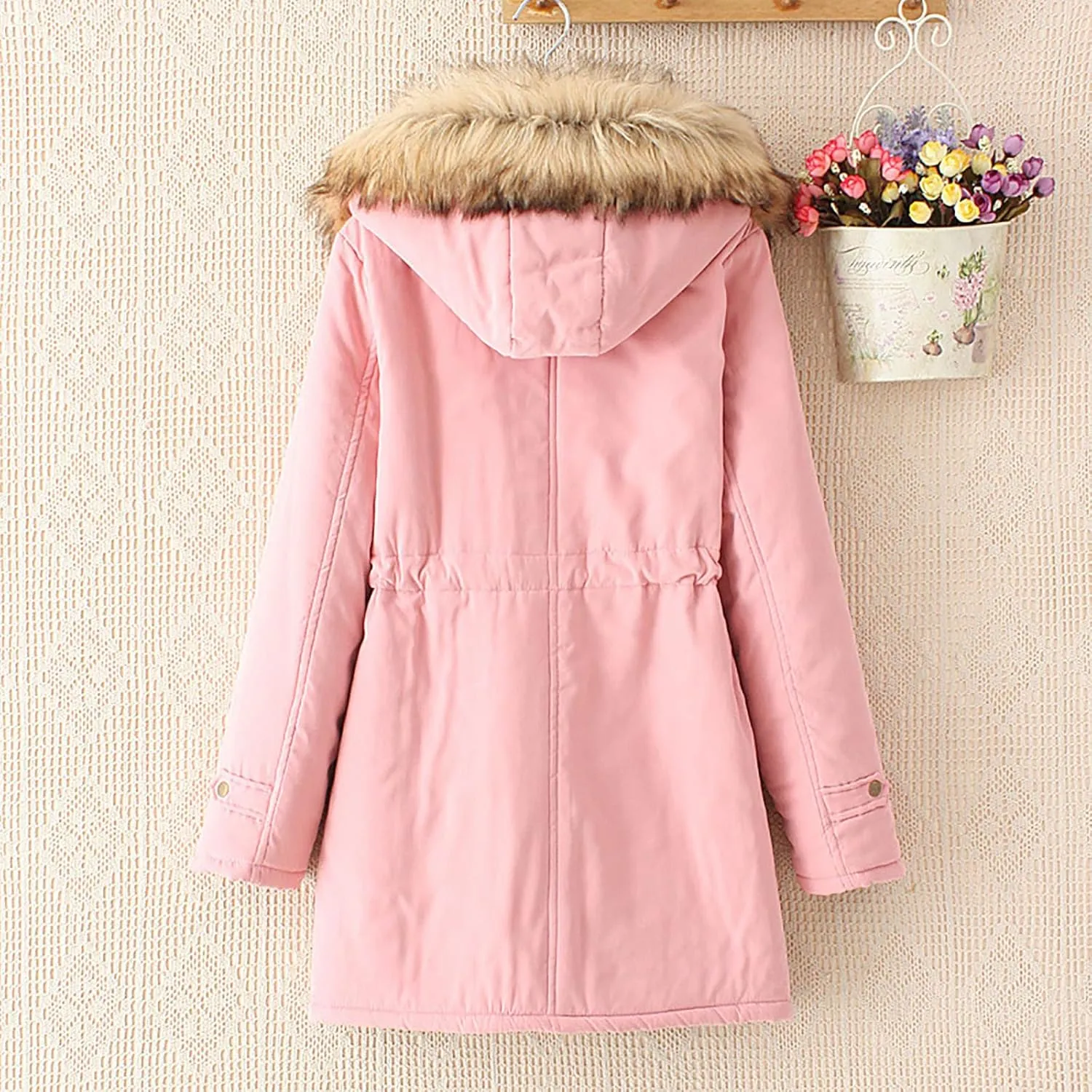 SMIDOW Winter Coats For Women 2023 Trendy Thicken Puffer Jackets With Faux Fur Hood Warm Parka Coat Outwear