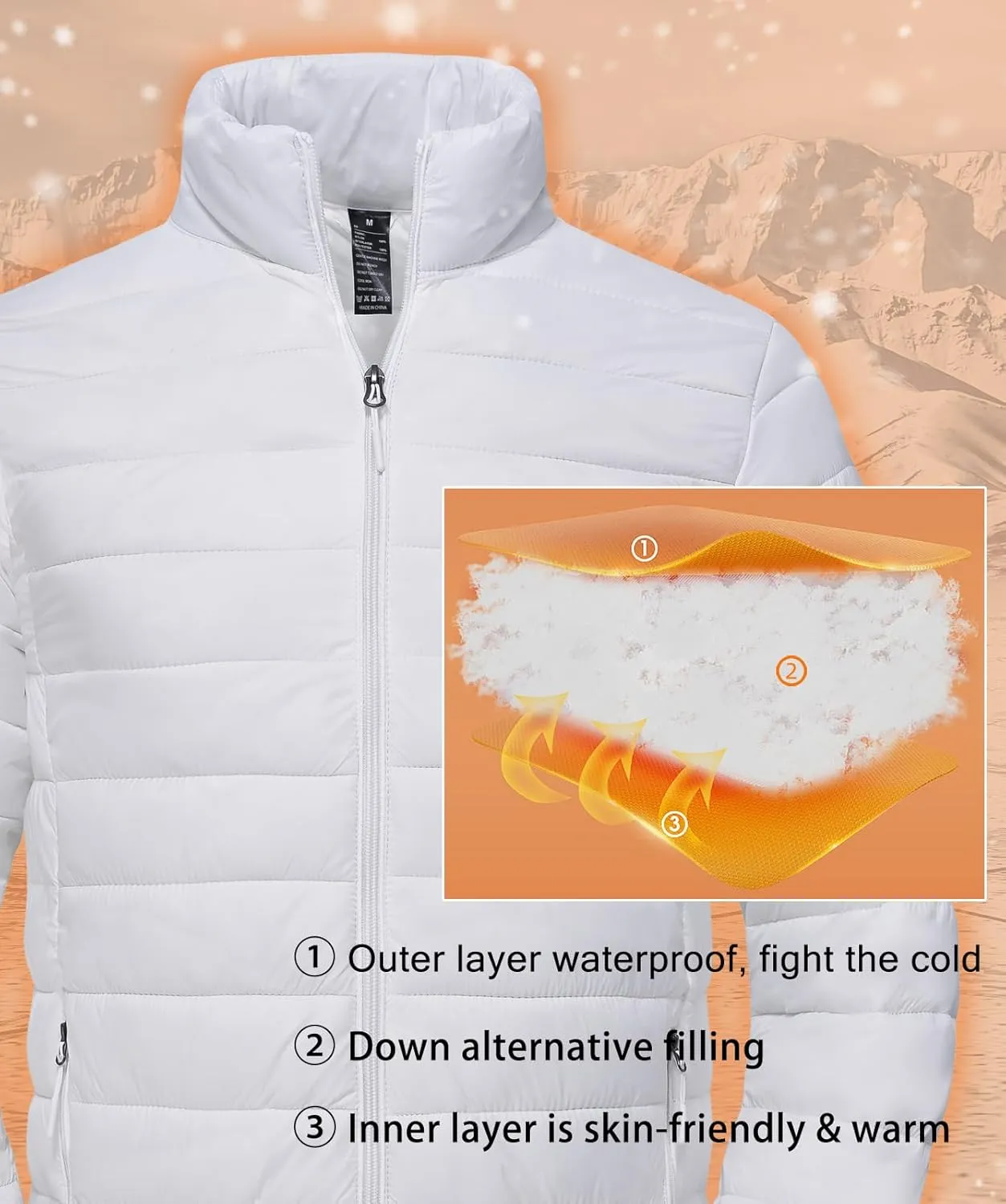 SPOSULEI Men Puffer Down Jacket Packable Lightweight Winter Jackets Coats Outdoor Waterproof Insulated Jackets