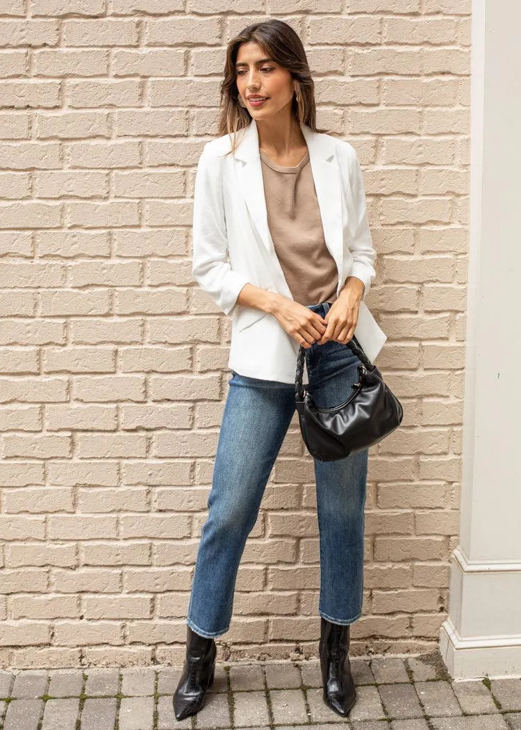 Stella 3/4 Sleeve Blazer-White