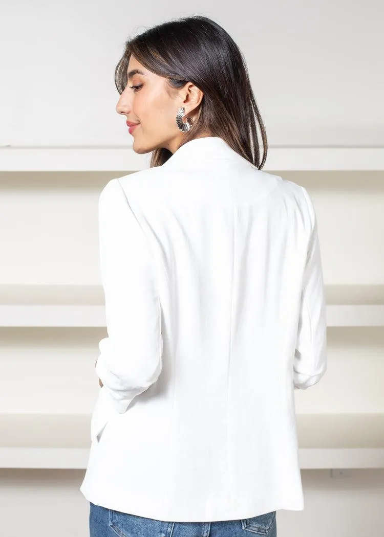 Stella 3/4 Sleeve Blazer-White