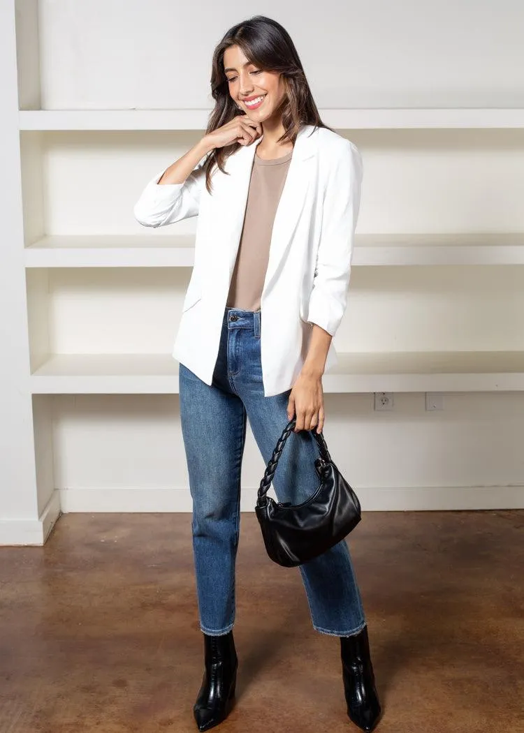 Stella 3/4 Sleeve Blazer-White