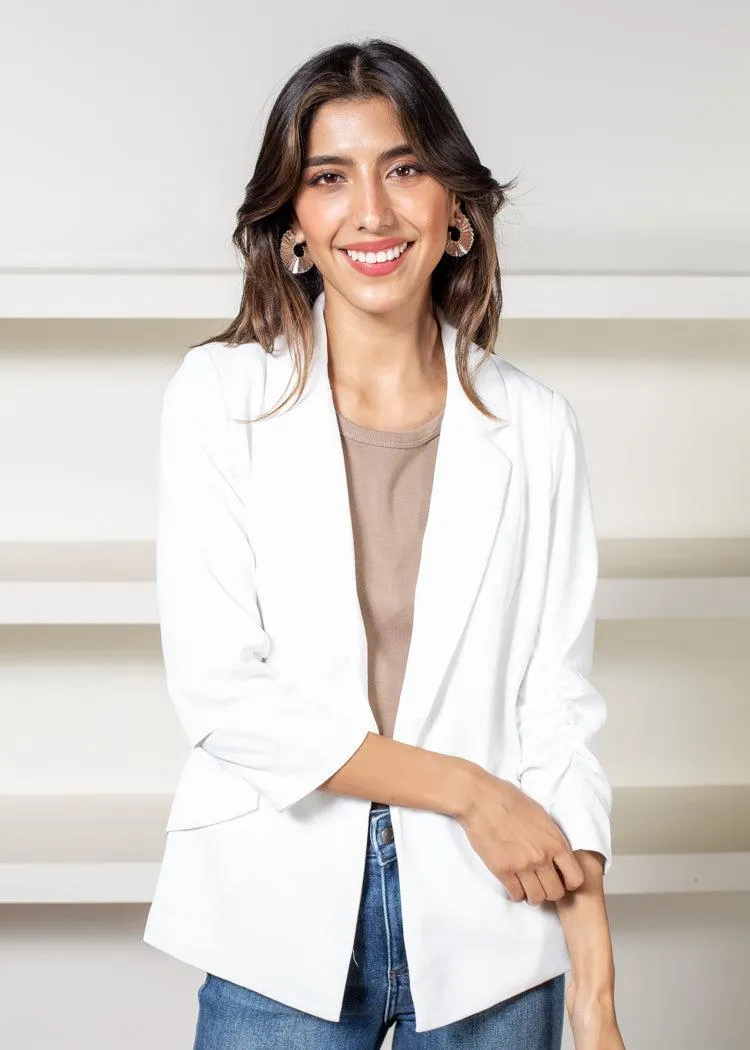 Stella 3/4 Sleeve Blazer-White