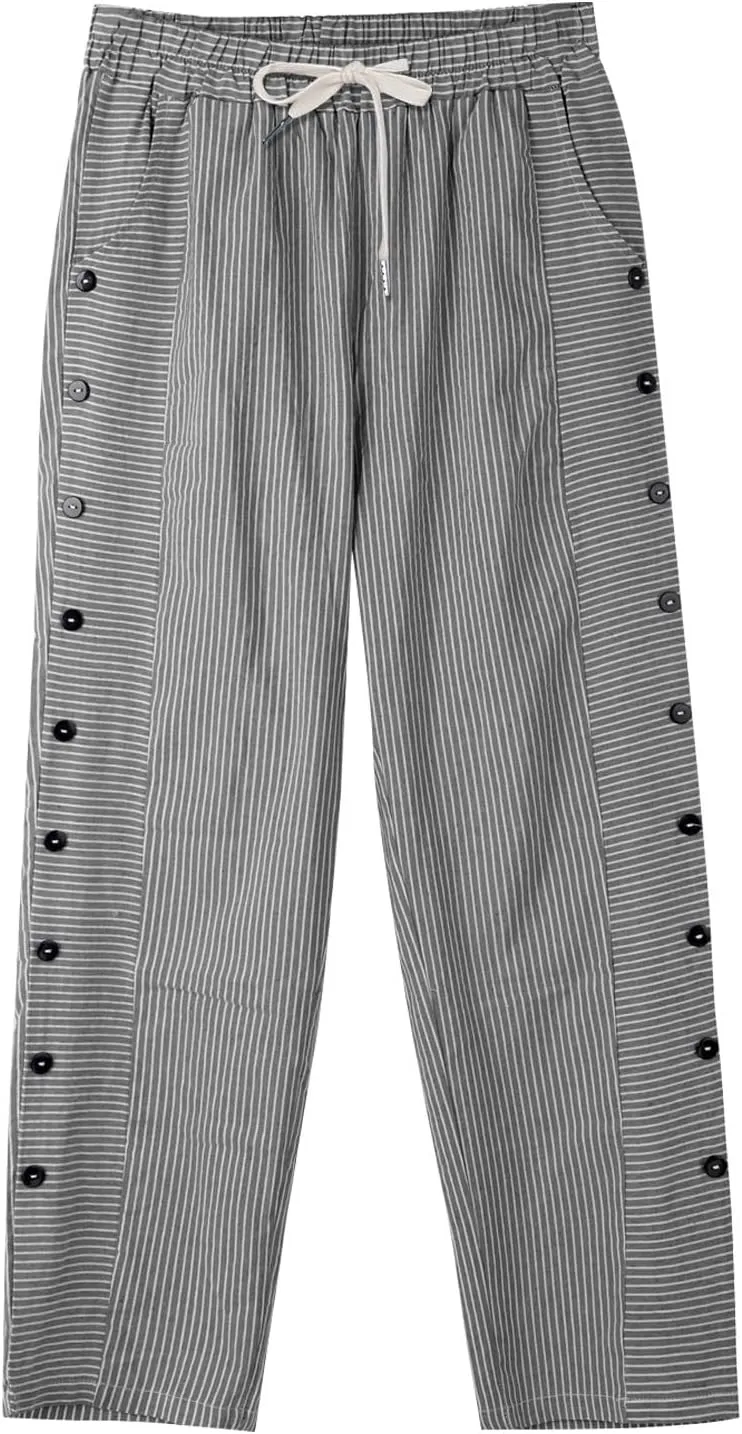 Summer Drawstring Casual Lounge Pant Waistband High Waistband Pocket Pants Side Nine Point Loose Casual