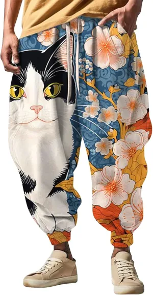 Sweatpants Fun Print Fashion Street Feel Casual Sweatpants Baggy Elastic Waist Novelty Pant Casual Pants Men