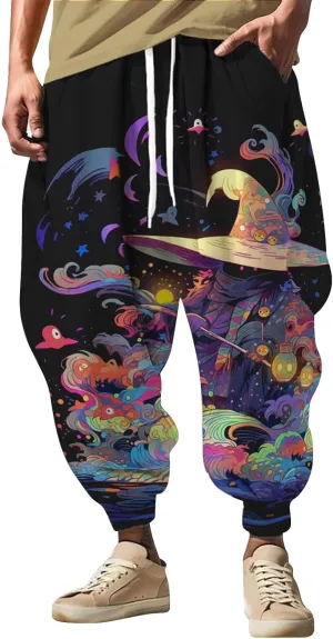 Sweatpants Fun Print Fashion Street Feel Casual Sweatpants Baggy Elastic Waist Novelty Pant Casual Pants Men