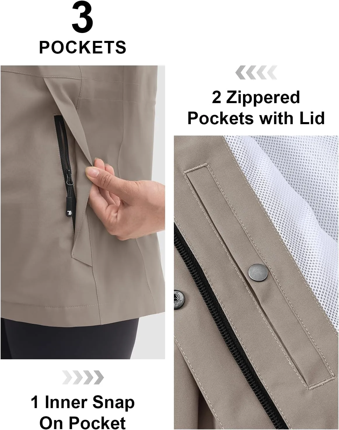TBMPOY Women's Lightweight Rain Long Jackets Packable with Hooded Outdoor Hiking Waterproof Windbreaker Raincoats Travel