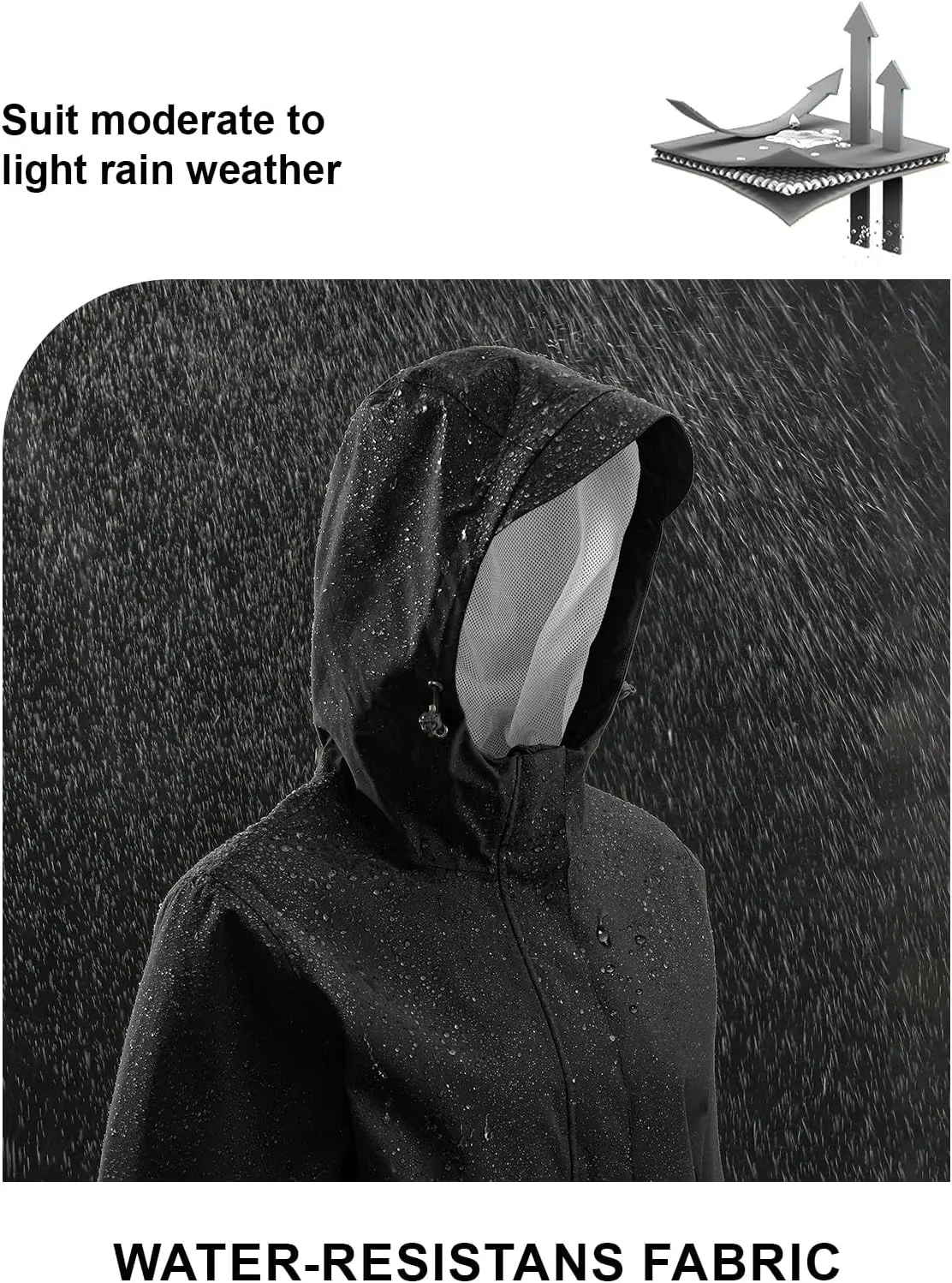 TBMPOY Women's Lightweight Rain Long Jackets Packable with Hooded Outdoor Hiking Waterproof Windbreaker Raincoats Travel