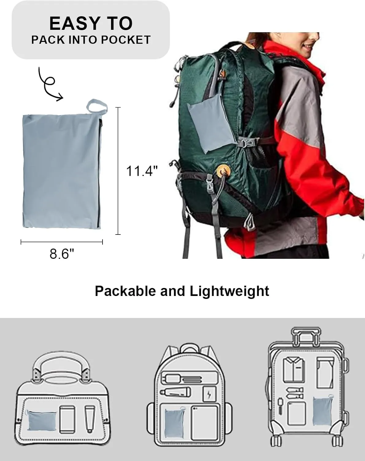 TBMPOY Women's Lightweight Rain Long Jackets Packable with Hooded Outdoor Hiking Waterproof Windbreaker Raincoats Travel