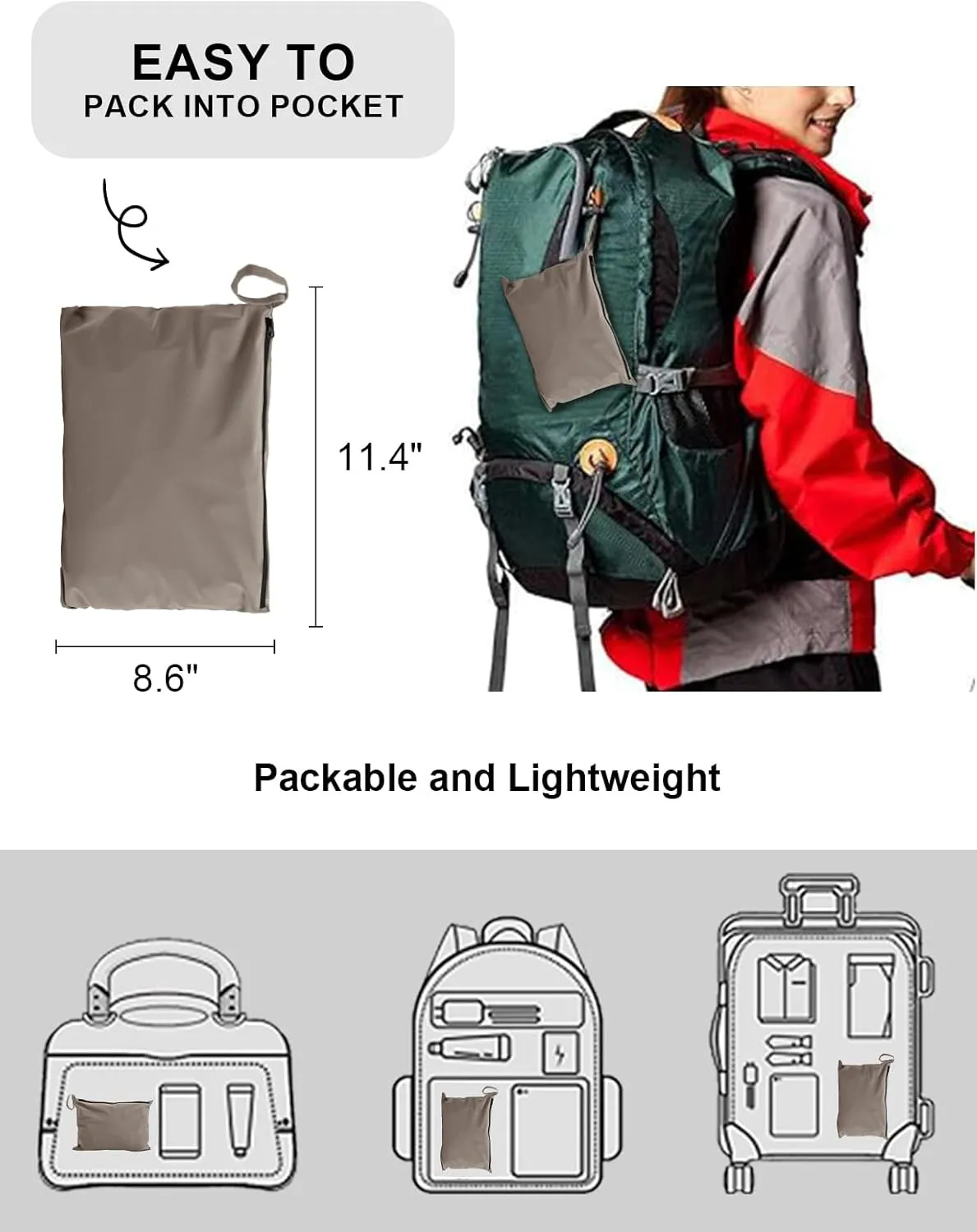 TBMPOY Women's Lightweight Rain Long Jackets Packable with Hooded Outdoor Hiking Waterproof Windbreaker Raincoats Travel