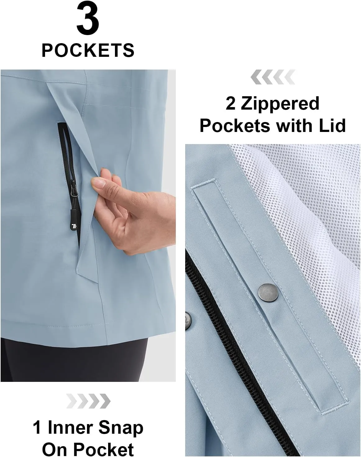 TBMPOY Women's Lightweight Rain Long Jackets Packable with Hooded Outdoor Hiking Waterproof Windbreaker Raincoats Travel