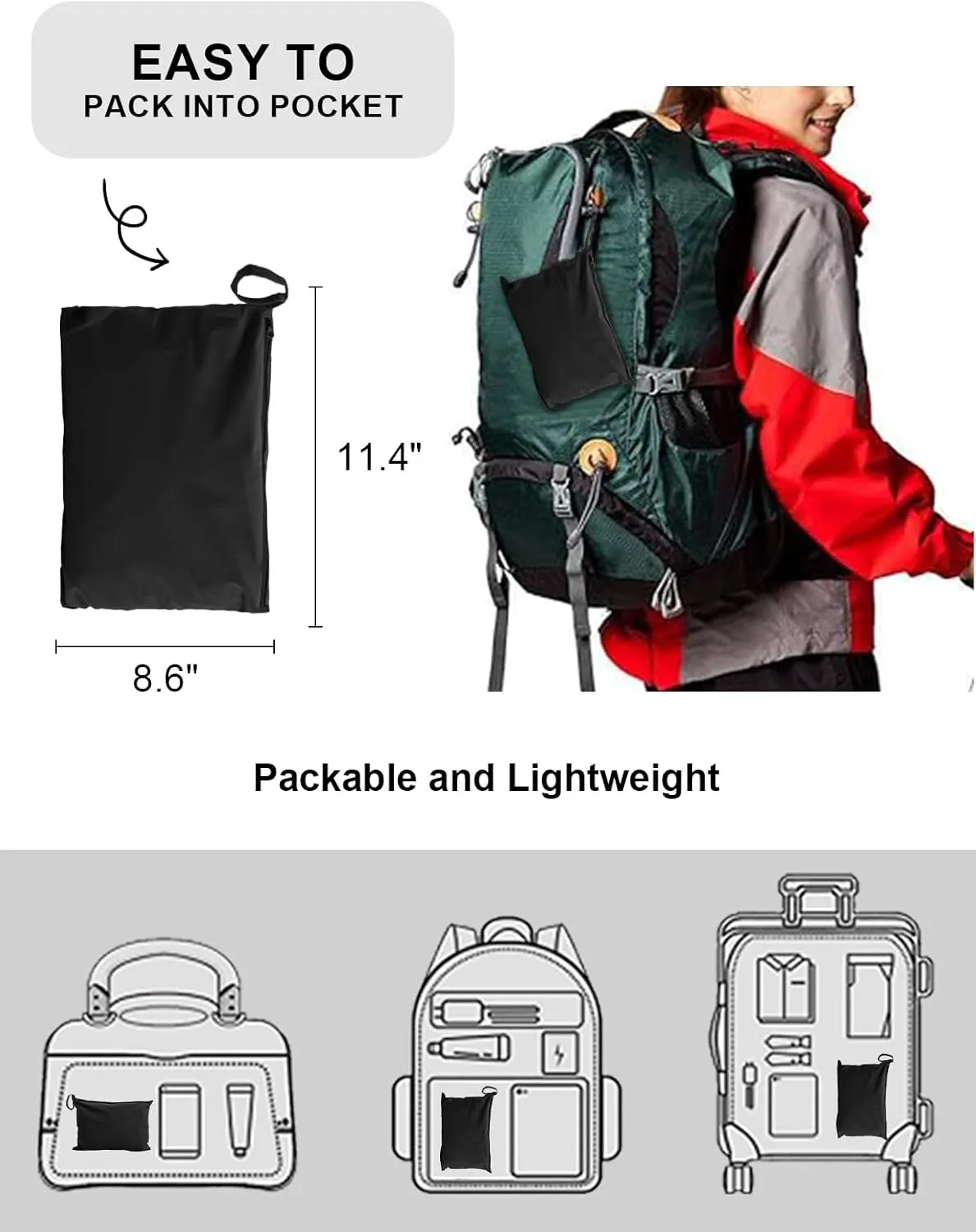 TBMPOY Women's Lightweight Rain Long Jackets Packable with Hooded Outdoor Hiking Waterproof Windbreaker Raincoats Travel