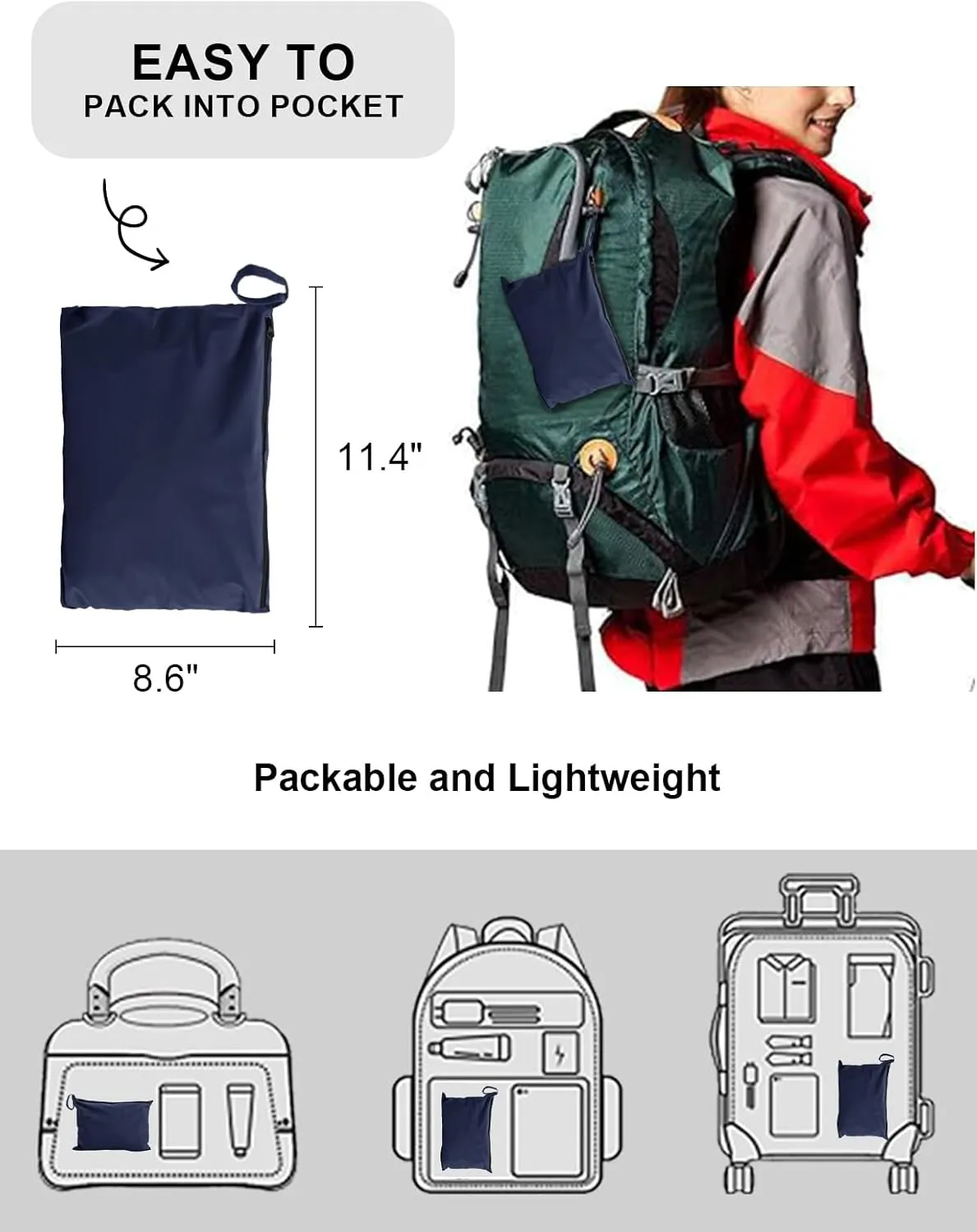 TBMPOY Women's Lightweight Rain Long Jackets Packable with Hooded Outdoor Hiking Waterproof Windbreaker Raincoats Travel