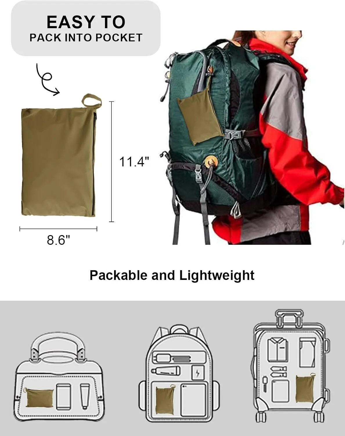 TBMPOY Women's Lightweight Rain Long Jackets Packable with Hooded Outdoor Hiking Waterproof Windbreaker Raincoats Travel