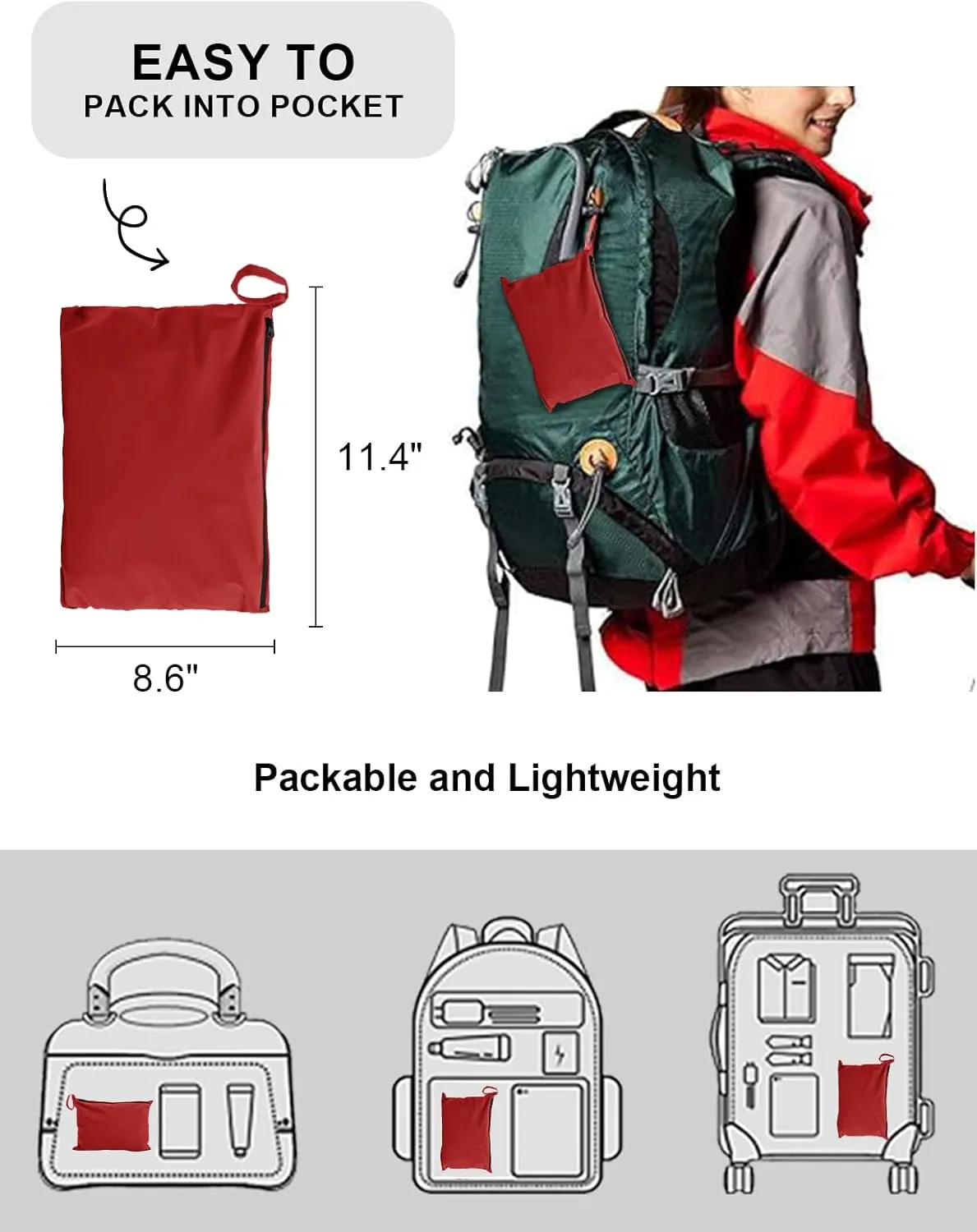 TBMPOY Women's Lightweight Rain Long Jackets Packable with Hooded Outdoor Hiking Waterproof Windbreaker Raincoats Travel