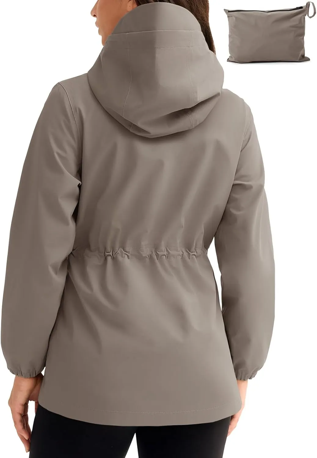 TBMPOY Women's Lightweight Rain Long Jackets Packable with Hooded Outdoor Hiking Waterproof Windbreaker Raincoats Travel