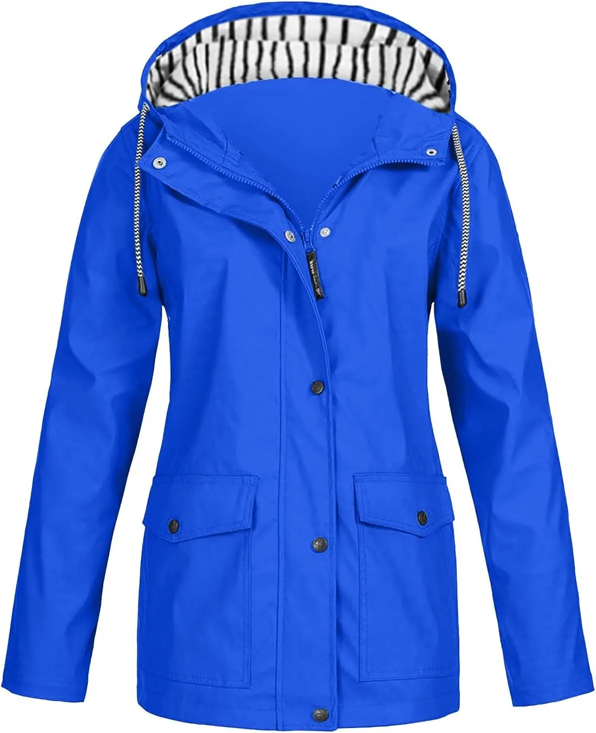 Travel Raincoats for Women Waterproof Lightweight Trench Coat Lined Windbreaker Rain Jackets with Hood