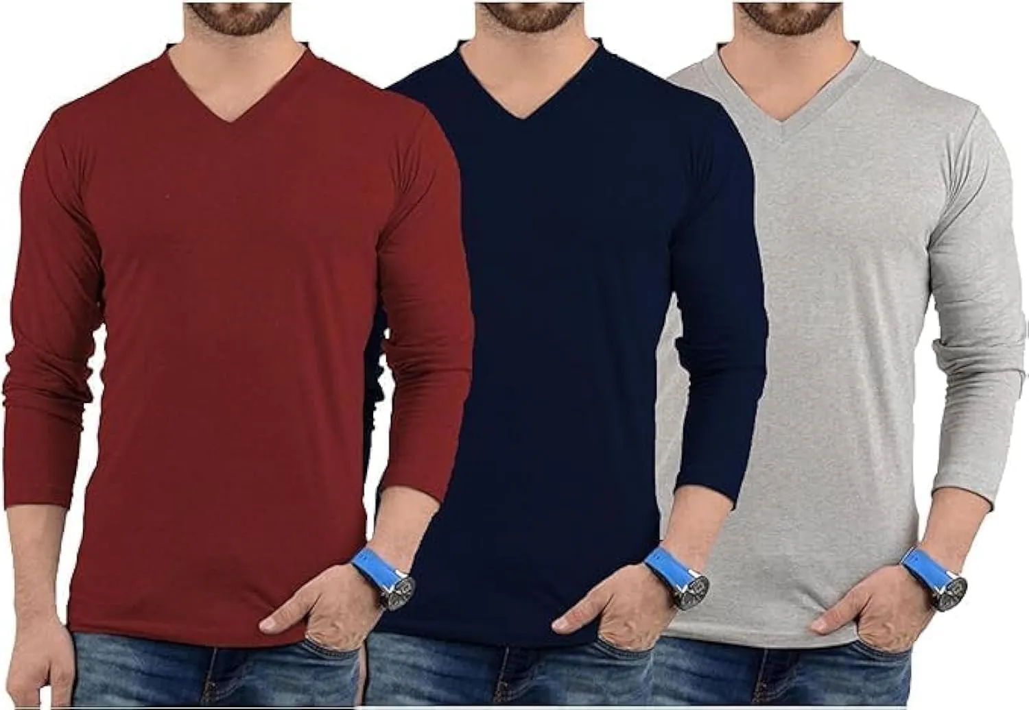 V Neck T Shirts Men  Light and Soft Pullover T Shirt with Long Sleeve- Perfect for Daily Use or Casual Events